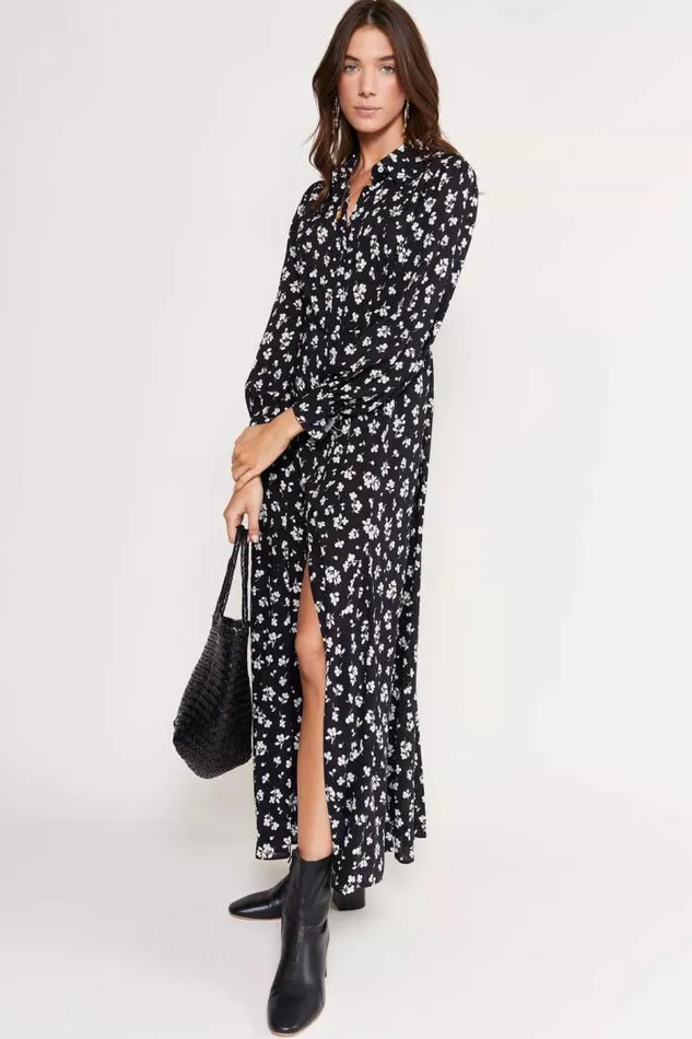 Rixo Dresses Women Maddison Shirt Dress Easy Floral Black