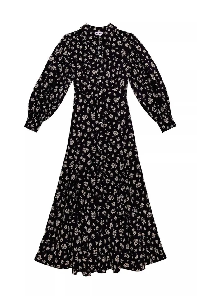 Rixo Dresses Women Maddison Shirt Dress Easy Floral Black