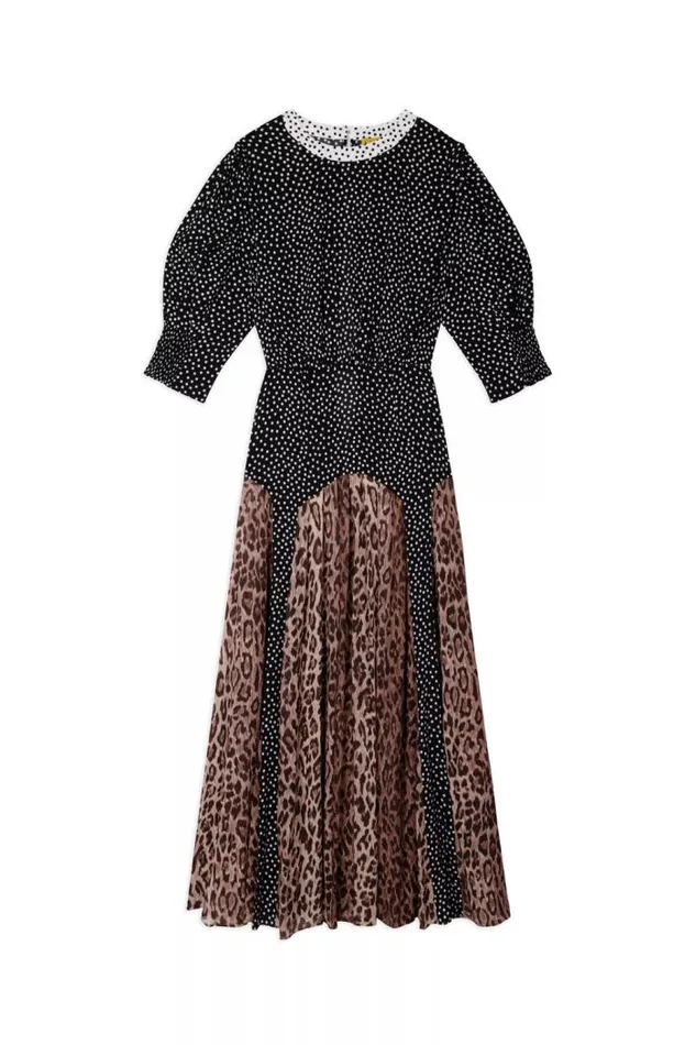 Rixo Dresses Women Meg Leopard Midi Dress Leopard Polka Dot