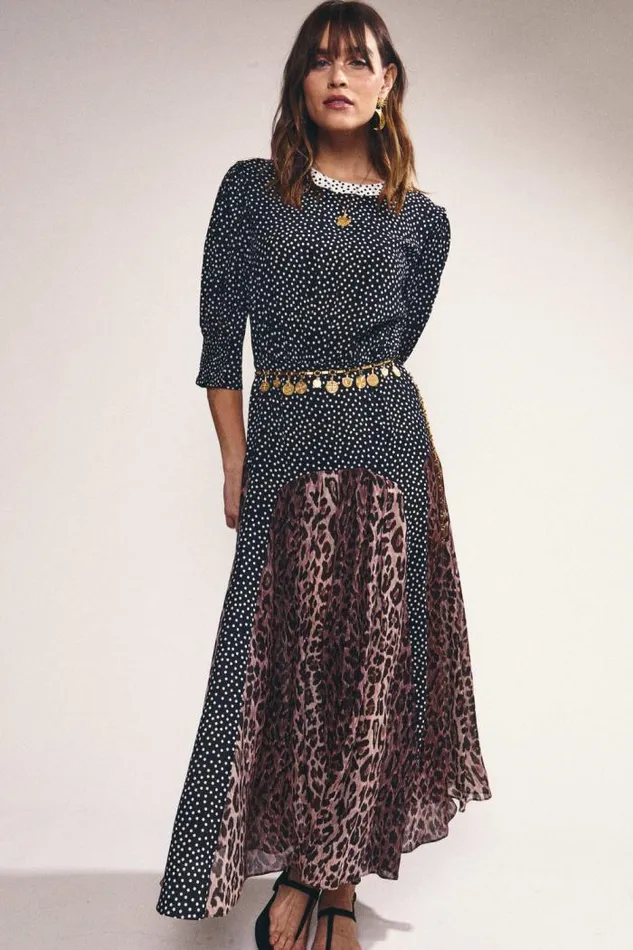 Rixo Dresses Women Meg Leopard Midi Dress Leopard Polka Dot
