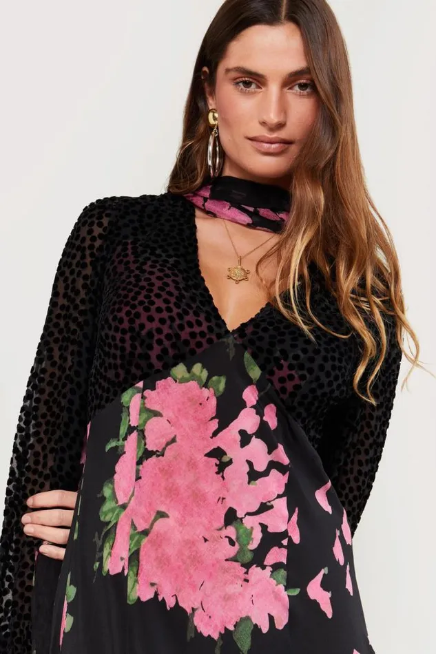 Rixo Dresses Women Melanie Silk Midi Dress Blossom Pink