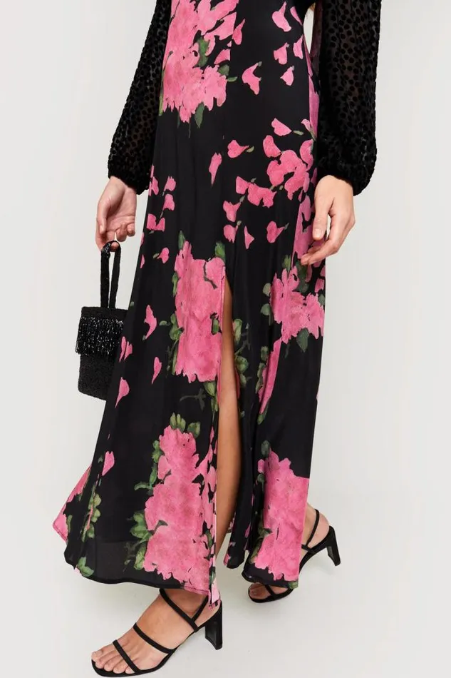 Rixo Dresses Women Melanie Silk Midi Dress Blossom Pink