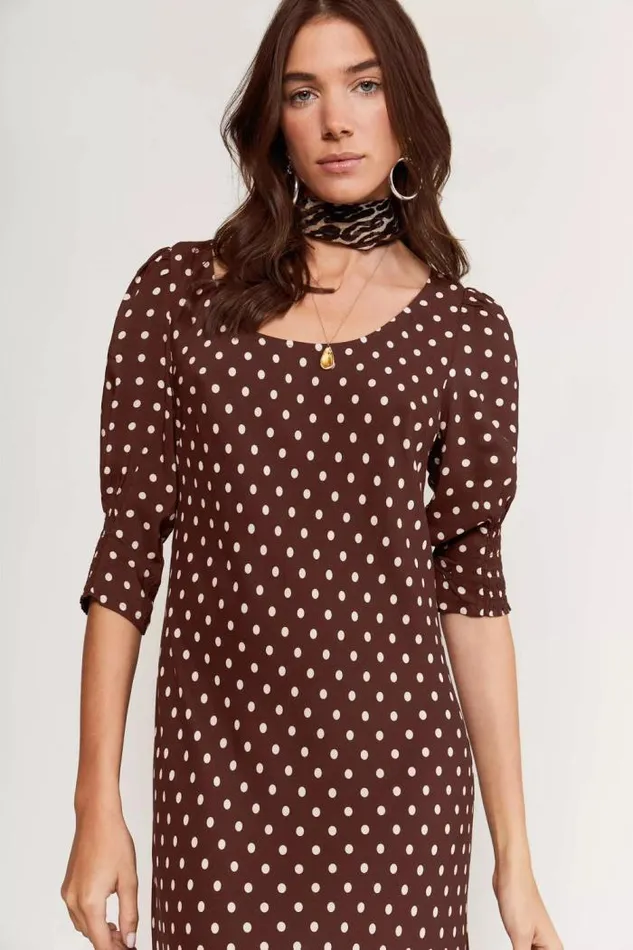 Rixo Dresses Women Oleander Midi Dress Polka Dot Brown