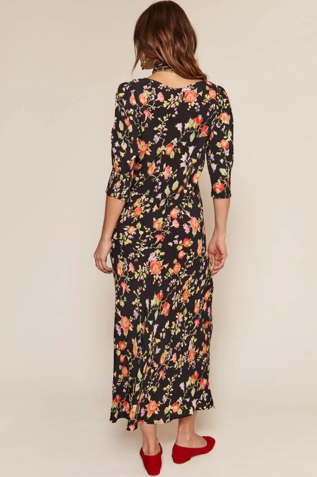 Rixo Dresses Women Oleander Midi Dress Waterblossom Noir