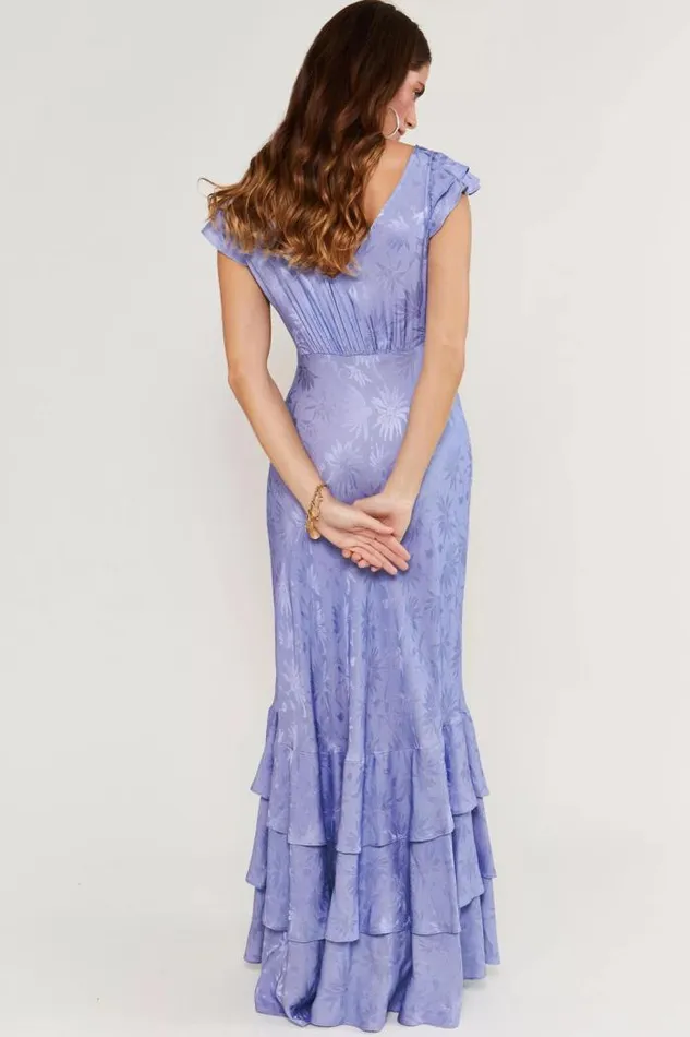 Rixo Dresses Women Ossy Jacquard Maxi Dress Daisy Jacquard Slate Blue