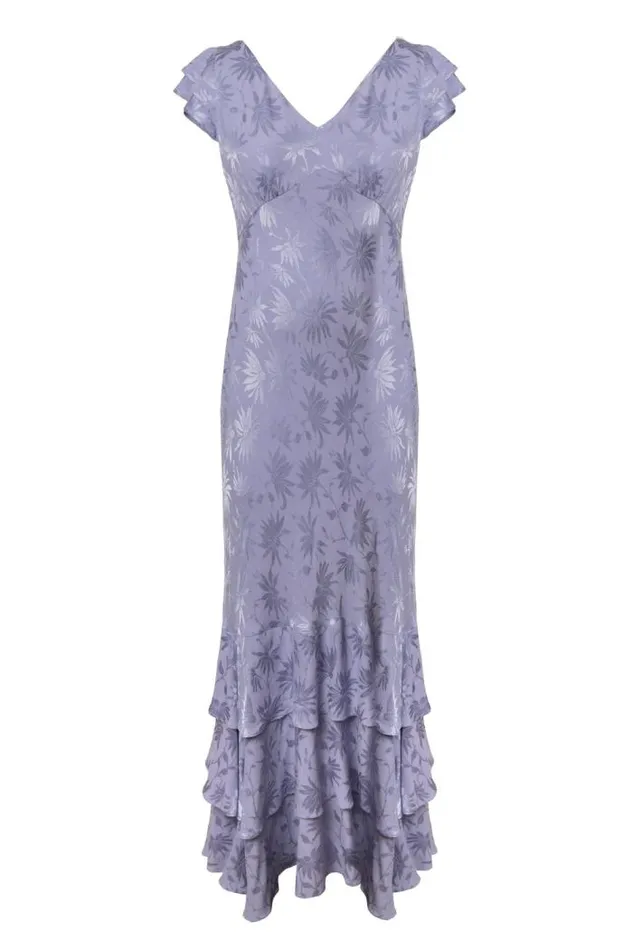 Rixo Dresses Women Ossy Jacquard Maxi Dress Daisy Jacquard Slate Blue