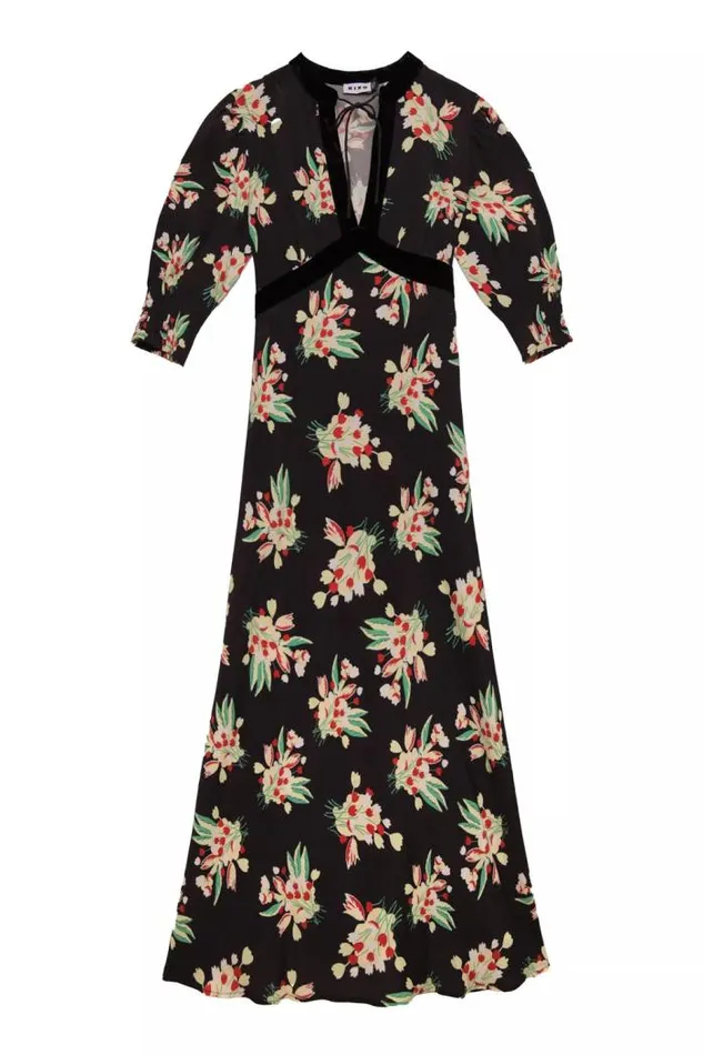 Rixo Dresses Women Petra Midi Dress Tulip Cloud Black