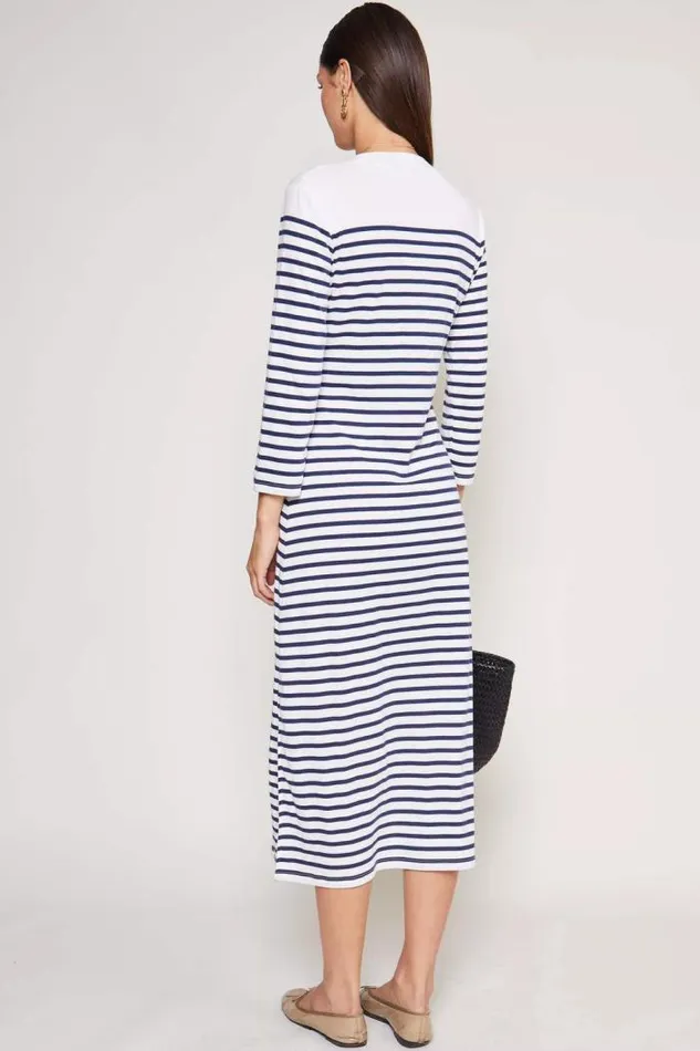 Rixo Dresses Women Raelyn Jersey Midi Dress Nautical Stripe Cream