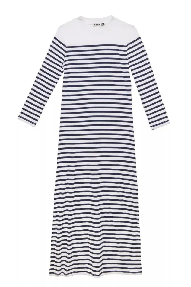 Rixo Dresses Women Raelyn Jersey Midi Dress Nautical Stripe Cream