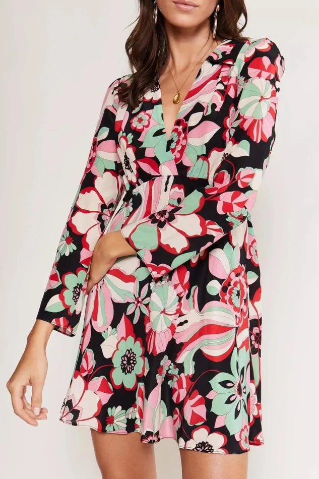 Rixo Dresses Women Renata Silk Mini Dress Parisian Daisy Multi