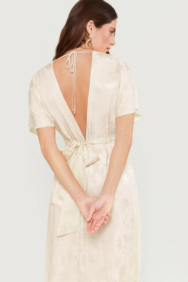 Rixo Dresses Women Sadie Jacquard Midi Dress Daisy Jacquard Cream