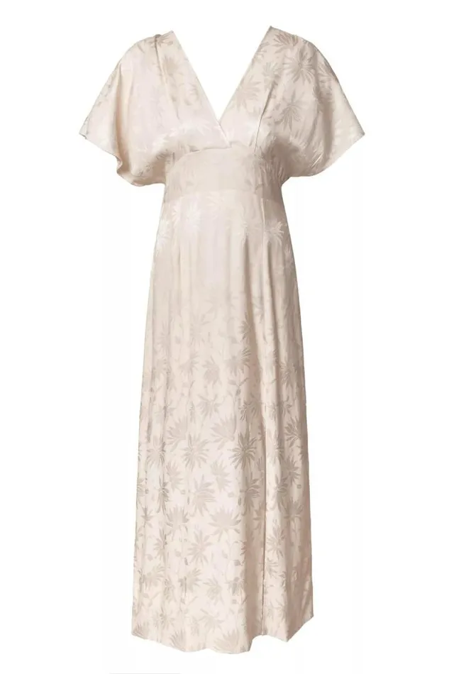 Rixo Dresses Women Sadie Jacquard Midi Dress Daisy Jacquard Cream