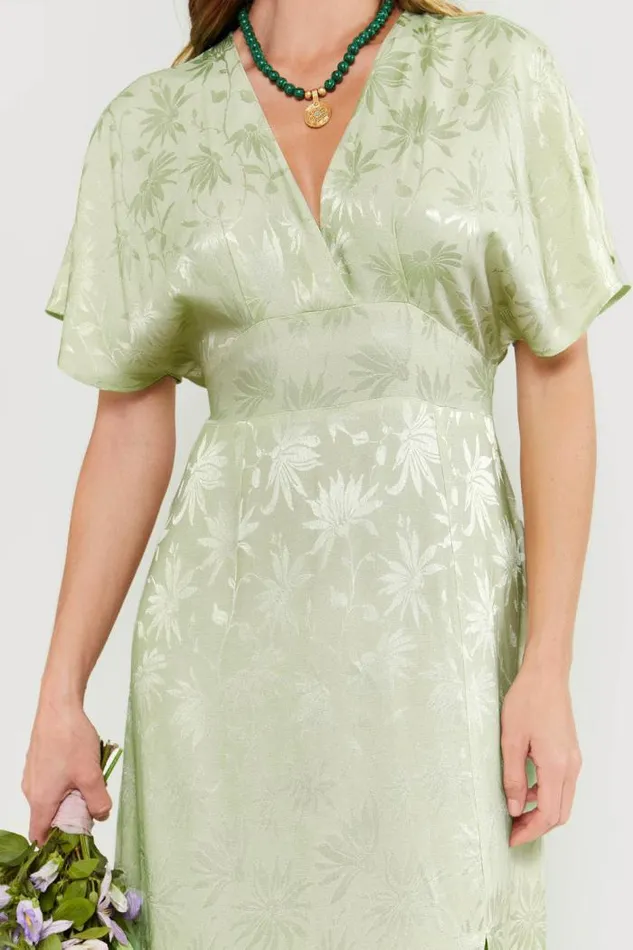 Rixo Dresses Women Sadie Jacquard Midi Dress Daisy Jacquard Sage