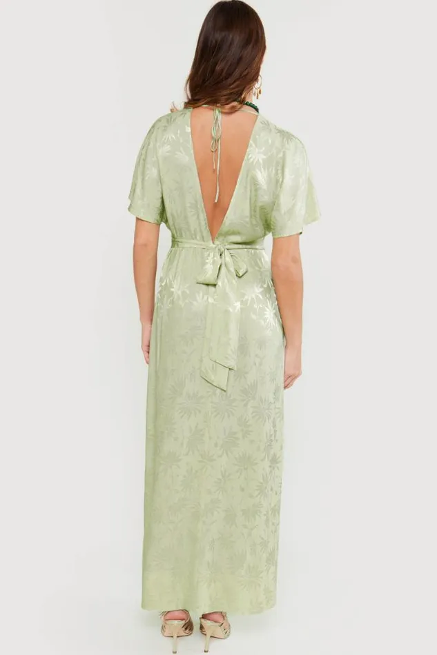 Rixo Dresses Women Sadie Jacquard Midi Dress Daisy Jacquard Sage