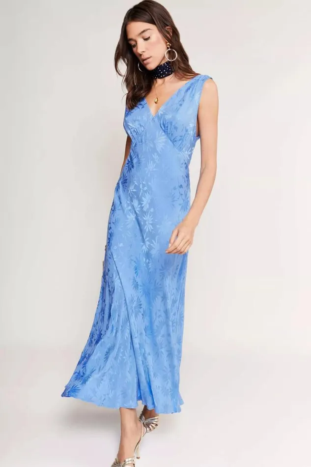 Rixo Dresses Women Sandrine Midi Dress Daisy Jacquard Blue