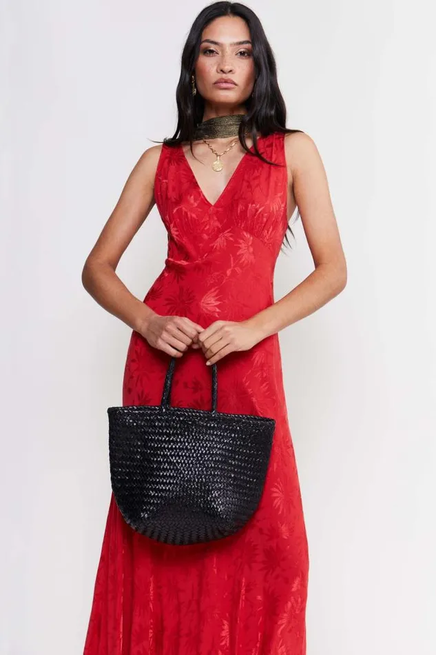 Rixo Dresses Women Sandrine Midi Dress Daisy Jacquard Red