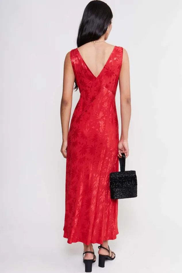 Rixo Dresses Women Sandrine Midi Dress Daisy Jacquard Red
