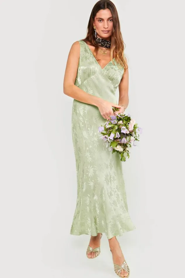 Rixo Dresses Women Sandrine Midi Dress Daisy Jacquard Sage
