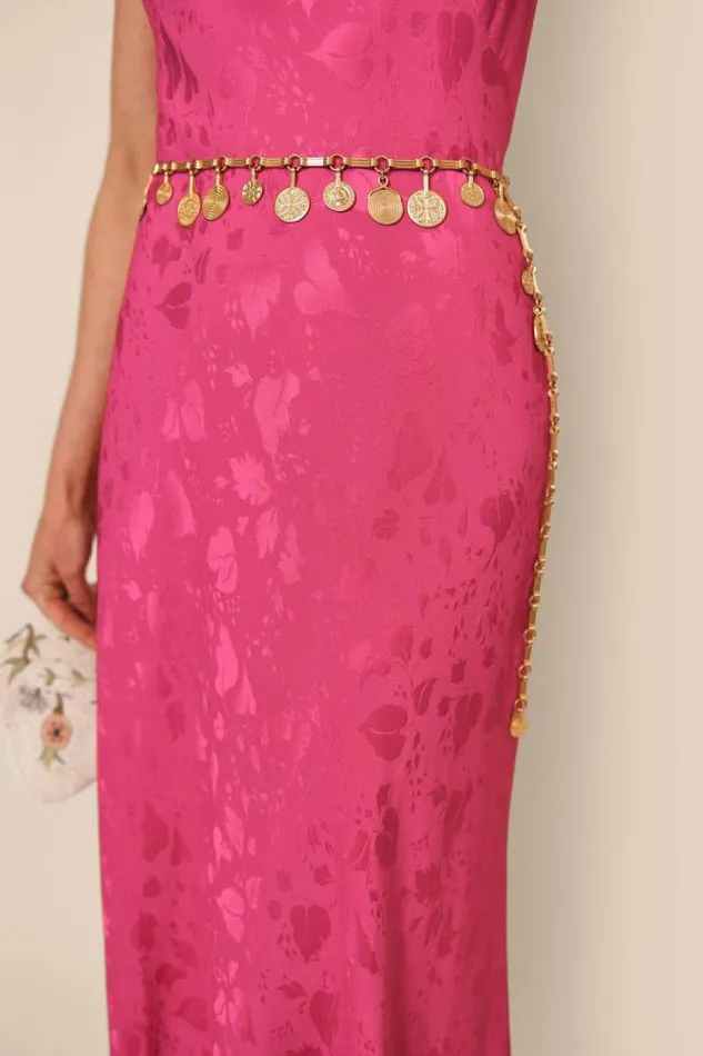Rixo Dresses Women Sandrine Midi Dress Leaf Heart Pink