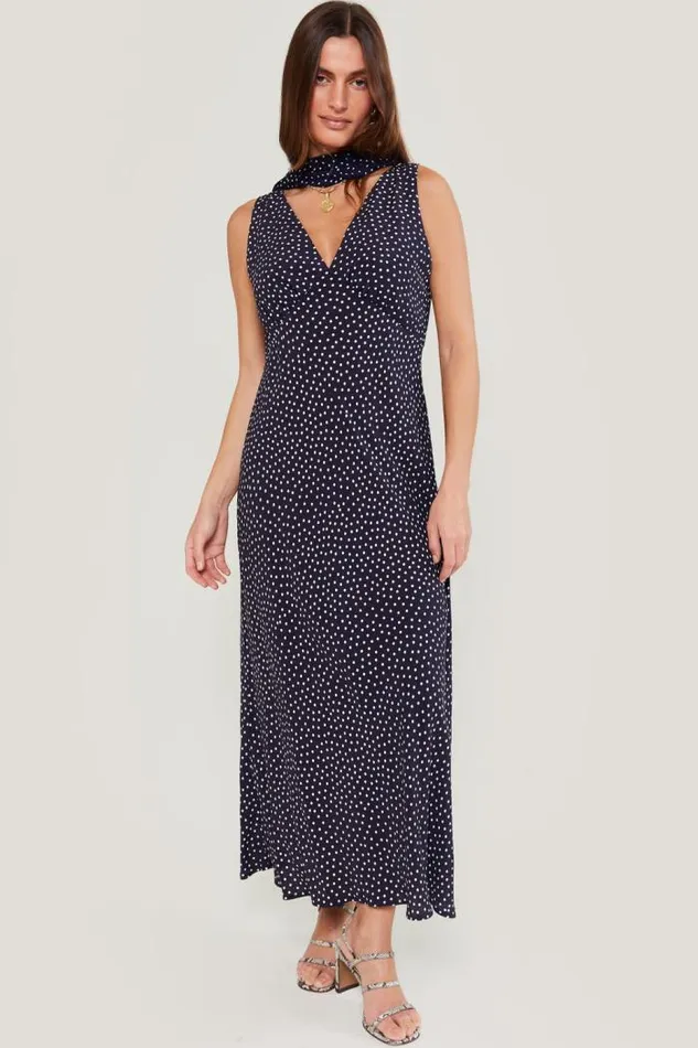 Rixo Dresses Women Sandrine Midi Dress Mini Navy Polka Dot