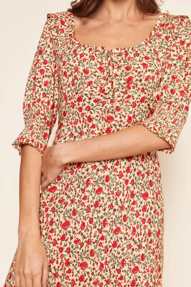 Rixo Dresses Women Sathya Midi Dress Ditsy Trail Cream