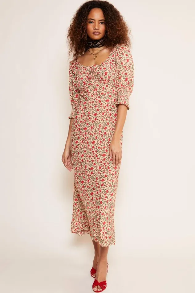 Rixo Dresses Women Sathya Midi Dress Ditsy Trail Cream