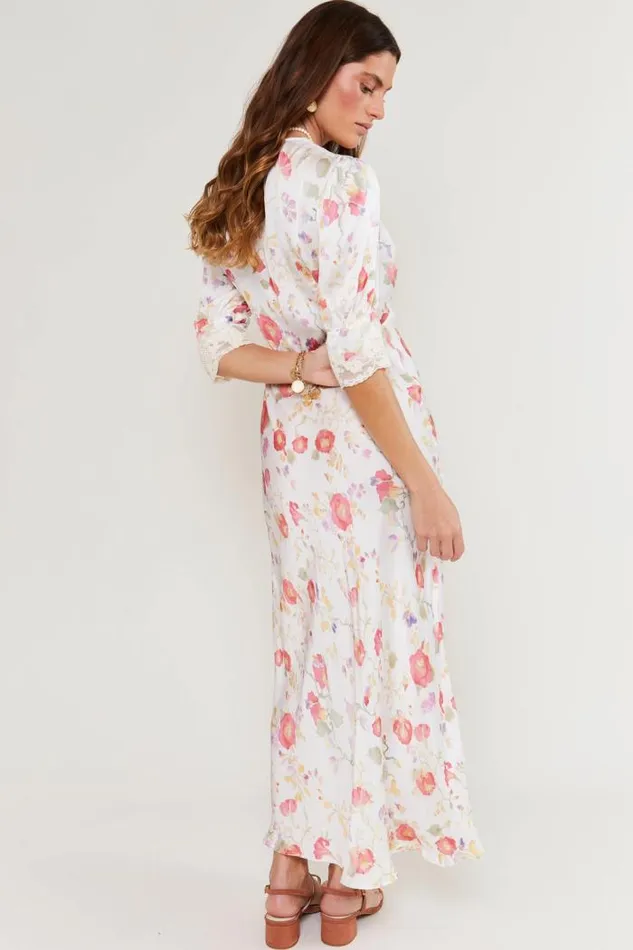 Rixo Dresses Women Simone Midi Dress Waterblossom Ivory