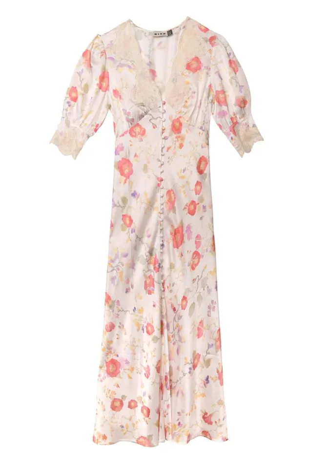 Rixo Dresses Women Simone Midi Dress Waterblossom Ivory