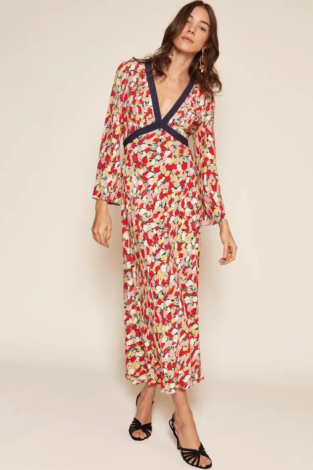 Rixo Dresses Women Tania Midi Dress Spring Tulip Red