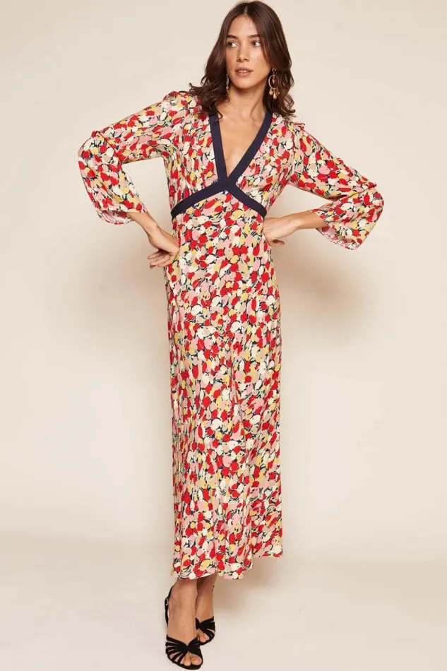 Rixo Dresses Women Tania Midi Dress Spring Tulip Red