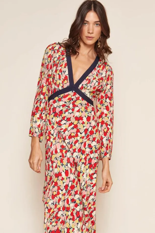 Rixo Dresses Women Tania Midi Dress Spring Tulip Red