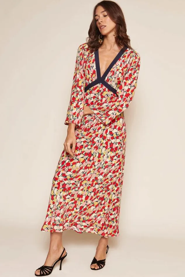 Rixo Dresses Women Tania Midi Dress Spring Tulip Red