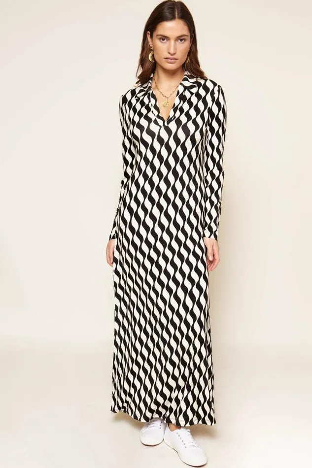 Rixo Dresses Women Tillie Jersey Midi Dress Mono Wave