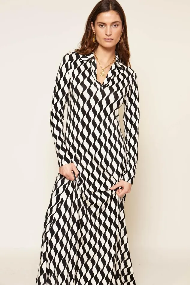 Rixo Dresses Women Tillie Jersey Midi Dress Mono Wave