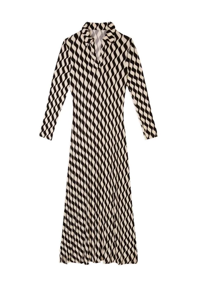 Rixo Dresses Women Tillie Jersey Midi Dress Mono Wave