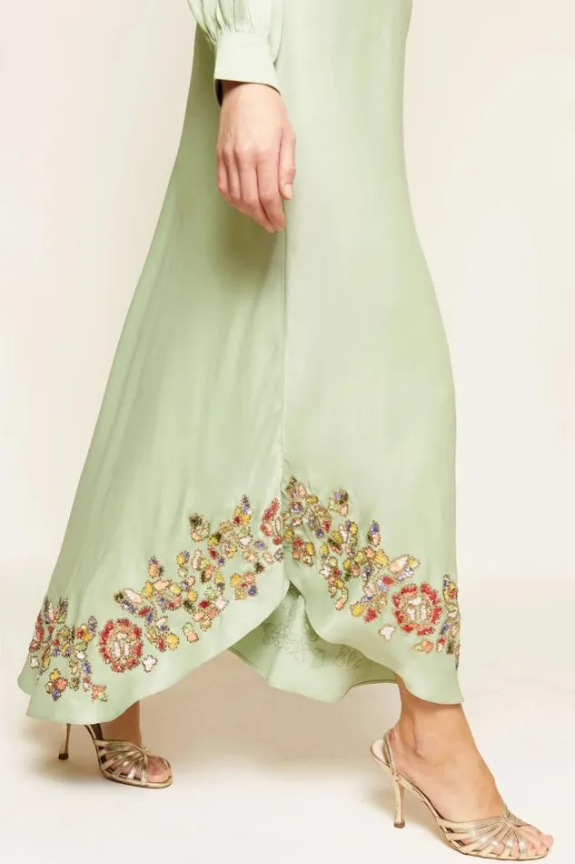 Rixo Dresses Women Trula Embellished Gown Waterblossom Embellishment Green