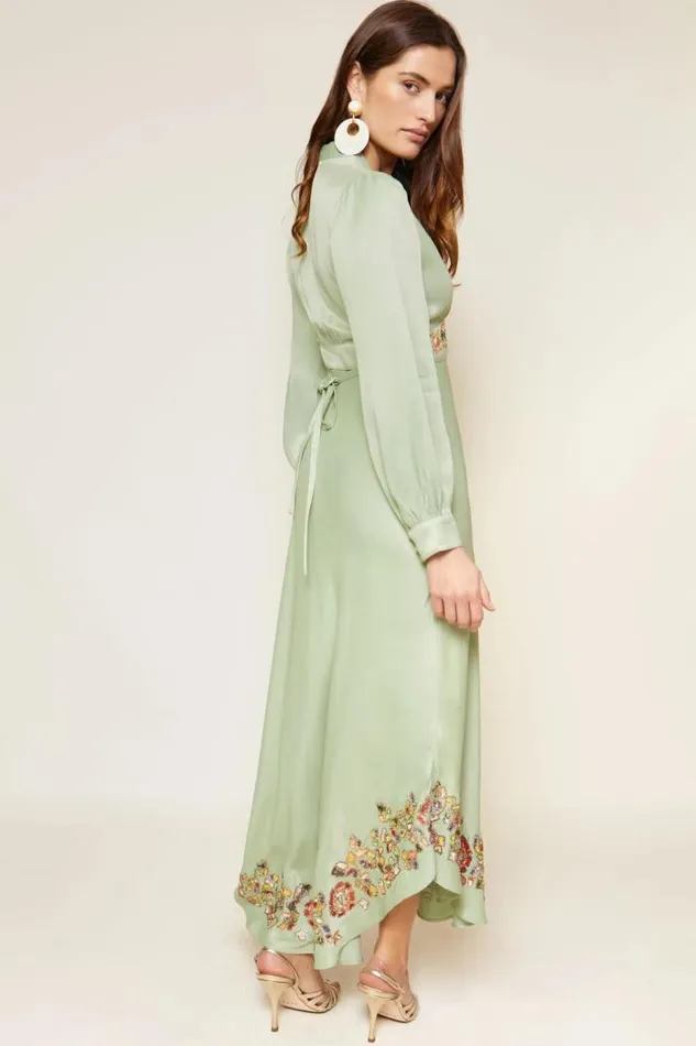 Rixo Dresses Women Trula Embellished Gown Waterblossom Embellishment Green