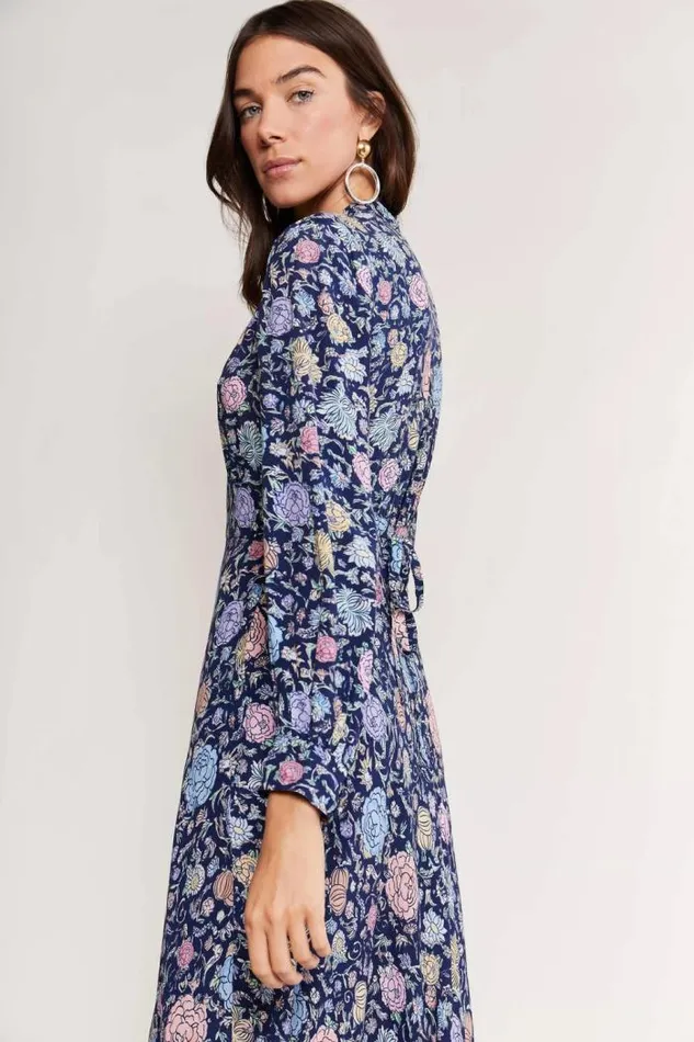 Rixo Dresses Women Trula Midi Dress Camellia Garden Navy