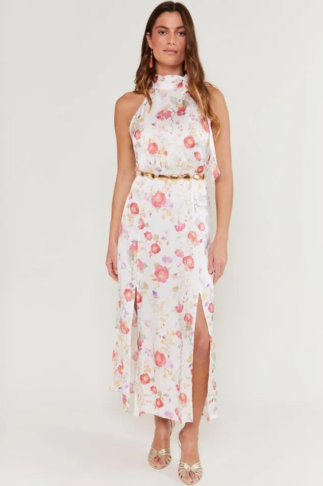 Rixo Dresses Women Valerie Midi Dress Waterblossom Ivory
