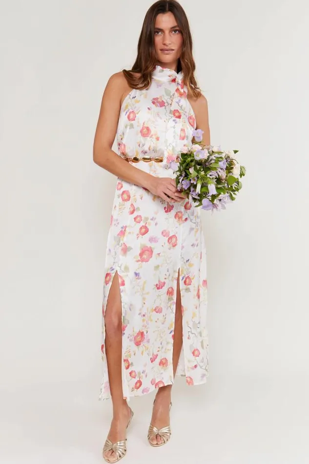 Rixo Dresses Women Valerie Midi Dress Waterblossom Ivory