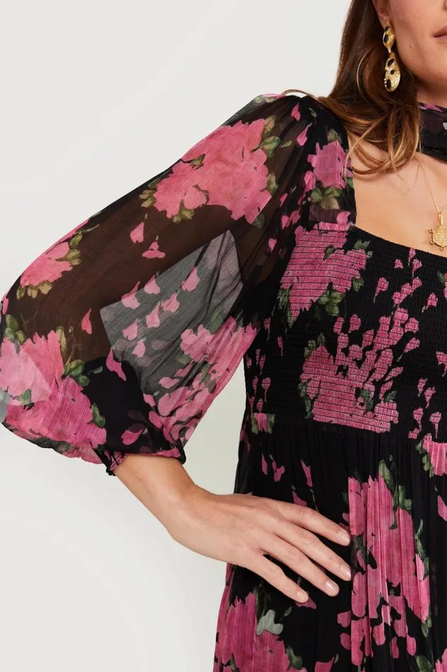 Rixo Dresses Women Yas Shirred Midi Dress Blossom Pink