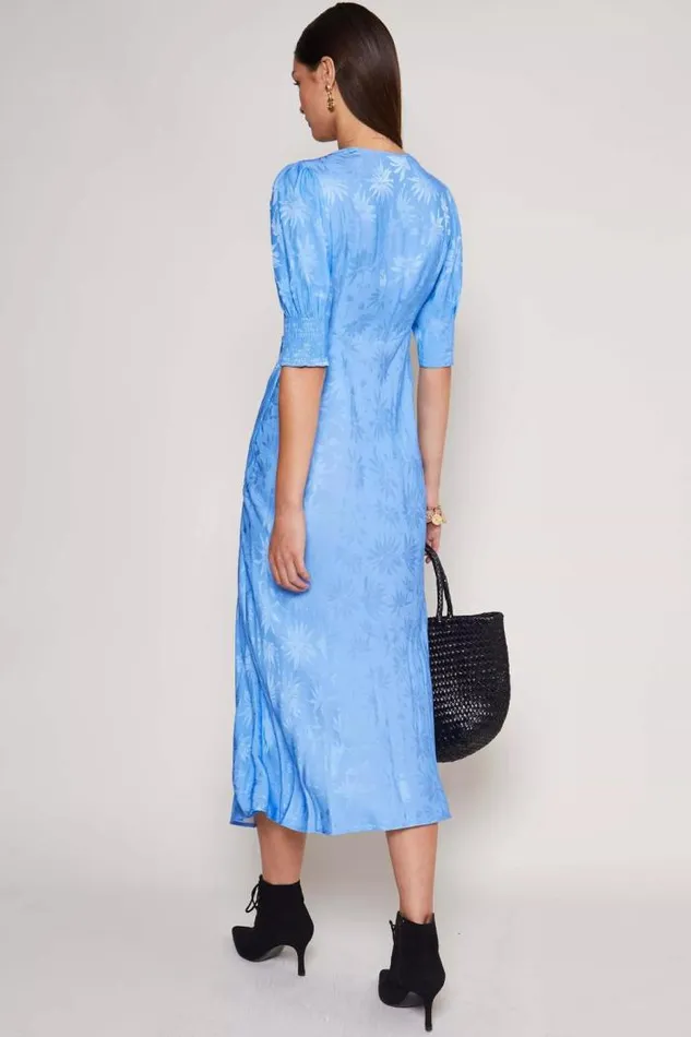 Rixo Dresses Women Zadie Jacquard Midi Dress Daisy Jacquard Blue