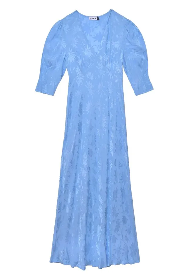 Rixo Dresses Women Zadie Jacquard Midi Dress Daisy Jacquard Blue