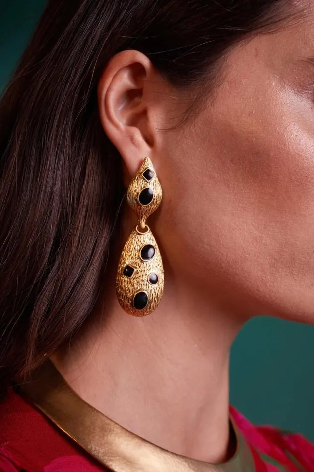 Rixo Jewellery Women Falco Earrings Gold Black
