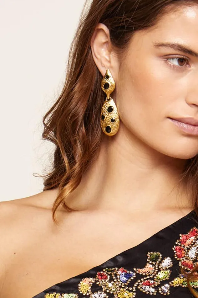 Rixo Jewellery Women Falco Earrings Gold Black
