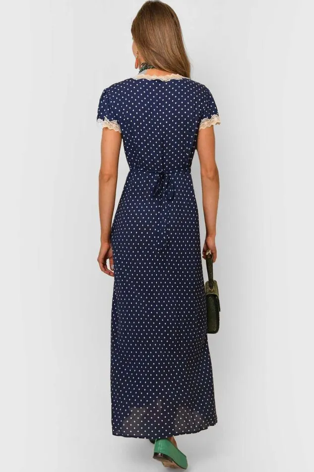 Rixo Loungewear Women Clarice Midi Dress Polka Dot Navy
