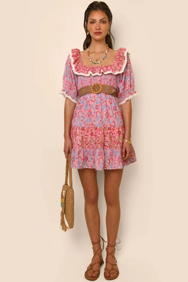 Rixo Loungewear Women Harlow Cotton Nightdress Sarasa Pink Mix
