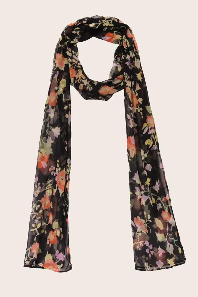 Rixo Scarves Women Julien Chiffon Scarf Waterblossom Noir