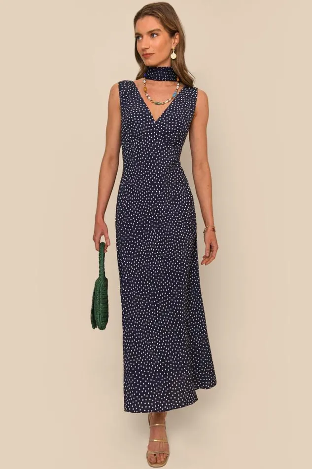 Rixo Scarves Women Julien PolkaDot Scarf Polka Dot Navy