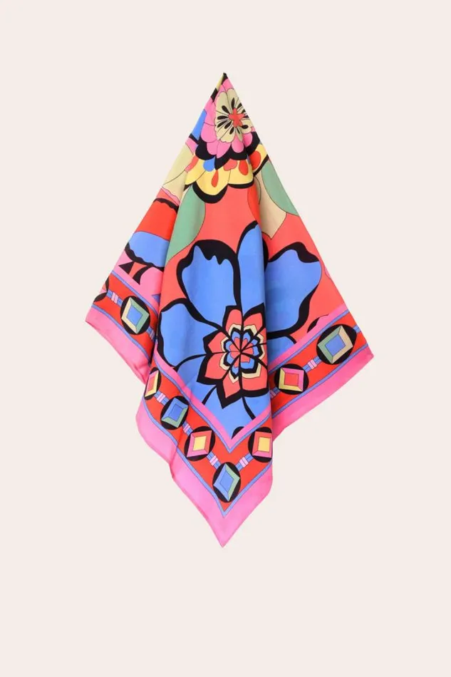 Rixo Scarves Women Menno Silk Scarf Miami Floral Tangerine